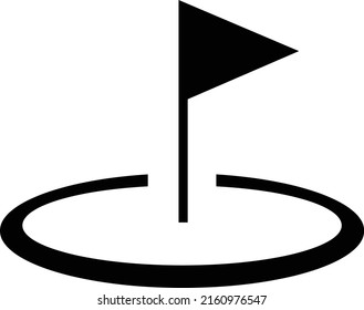 Flag icon in golf course with white background.