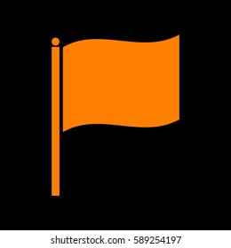 Flag icon illustration. Vector. Orange icon on black background. Fire.