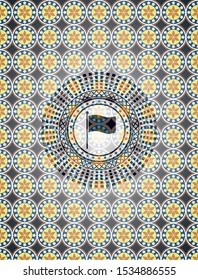 flag icon inside arabic emblem. Arabesque decoration.