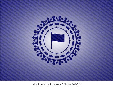 flag icon inside badge with denim background