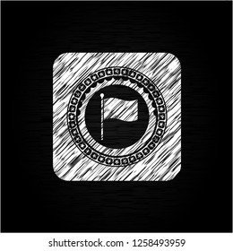 flag icon inside chalk emblem
