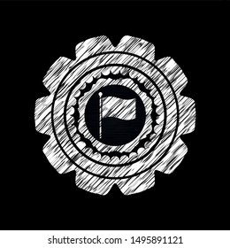 flag icon inside chalkboard emblem