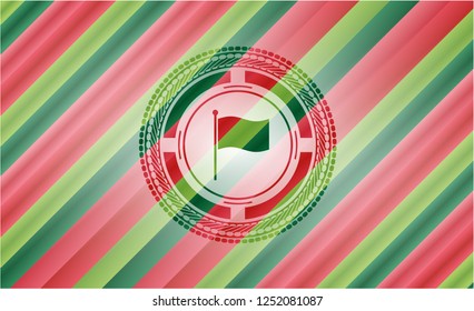 flag icon inside christmas colors badge.
