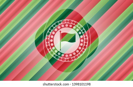 flag icon inside christmas colors emblem.
