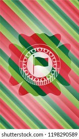 flag icon inside christmas style emblem.