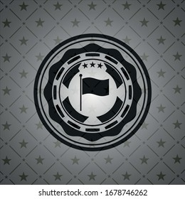 icono de bandera dentro del emblema oscuro. Retro