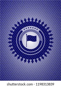 flag icon inside denim background