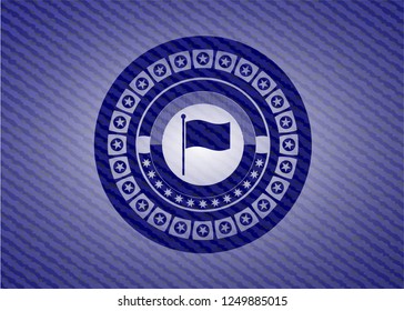 flag icon inside emblem with denim high quality background