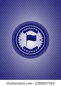 flag icon inside emblem with denim high quality background. 