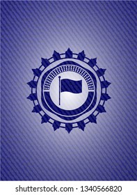 flag icon inside emblem with jean high quality background