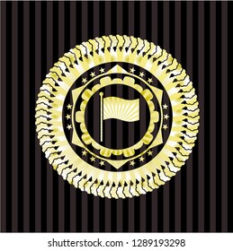 flag icon inside gold emblem or badge