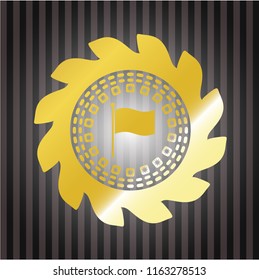flag icon inside gold shiny emblem