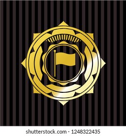 flag icon inside gold shiny emblem