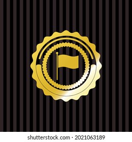 flag icon inside gold shiny emblem. 