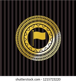 flag icon inside golden badge or emblem