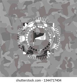 flag icon inside grey camouflage texture