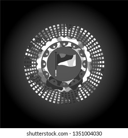 flag icon inside grey camouflaged emblem