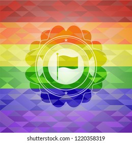 flag icon inside lgbt colors emblem 