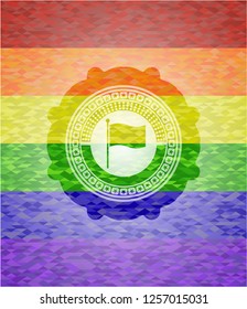 flag icon inside lgbt colors emblem 