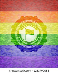 flag icon inside lgbt colors emblem 