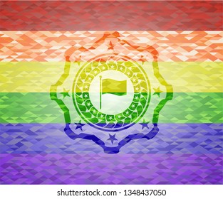 flag icon inside lgbt colors emblem 