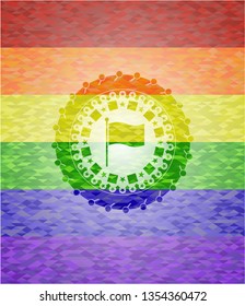 flag icon inside lgbt colors emblem 