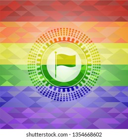flag icon inside lgbt colors emblem 