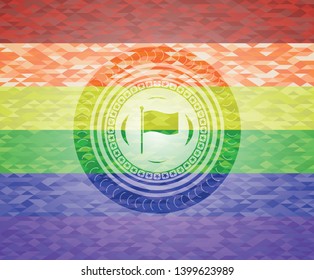 flag icon inside lgbt colors emblem 