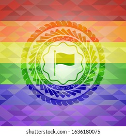 flag icon inside lgbt colors emblem 