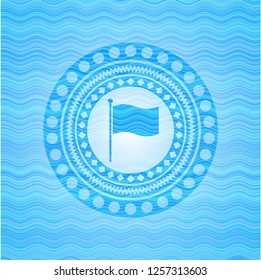 flag icon inside light blue water badge.