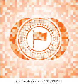 flag icon inside orange mosaic emblem