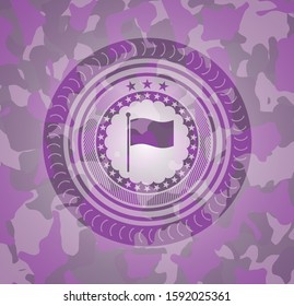 flag icon inside pink camouflage emblem