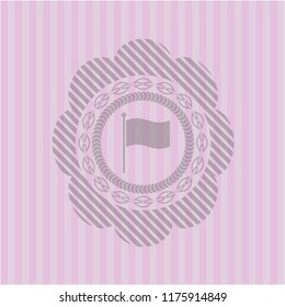 flag icon inside pink emblem