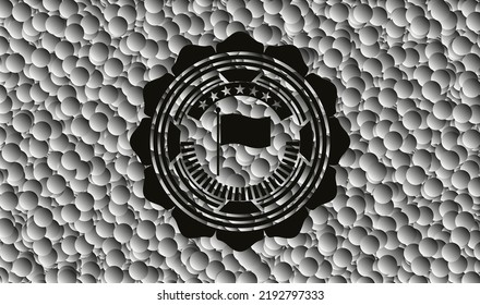 Flaggensymbol in realistischem schwarzem Emblem mit grauem Hintergrund. Vektorgrafik. Detaillierte Angaben. 