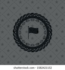 flag icon inside realistic dark emblem