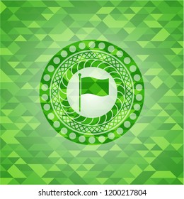 flag icon inside realistic green mosaic emblem