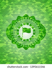 flag icon inside realistic green mosaic emblem