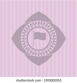 flag icon inside realistic pink emblem