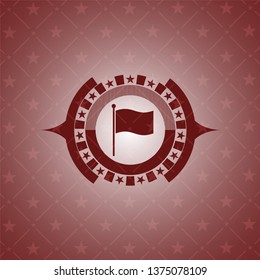 flag icon inside realistic red emblem