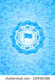 flag icon inside realistic sky blue mosaic emblem