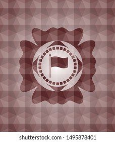 flag icon inside red badge with geometric pattern. Seamless.