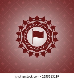 flag icon inside red emblem. Retro. 