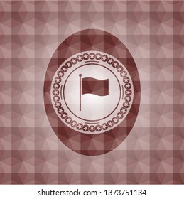 flag icon inside red geometric pattern emblem. Seamless.