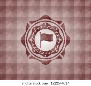 flag icon inside red seamless badge with geometric pattern background.