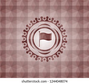 flag icon inside red seamless geometric emblem.