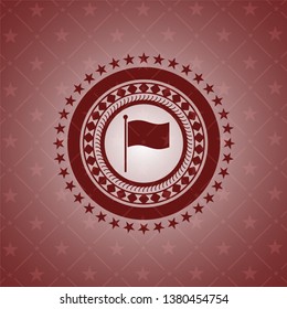 flag icon inside retro red emblem