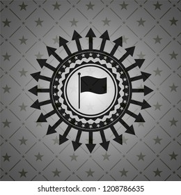 flag icon inside retro style black emblem