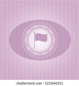 flag icon inside retro style pink emblem