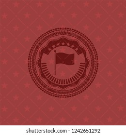 flag icon inside retro style red emblem