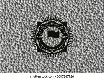 flag icon inside retro style black emblem with bubbles background. Vector Illustration. Detailed. 